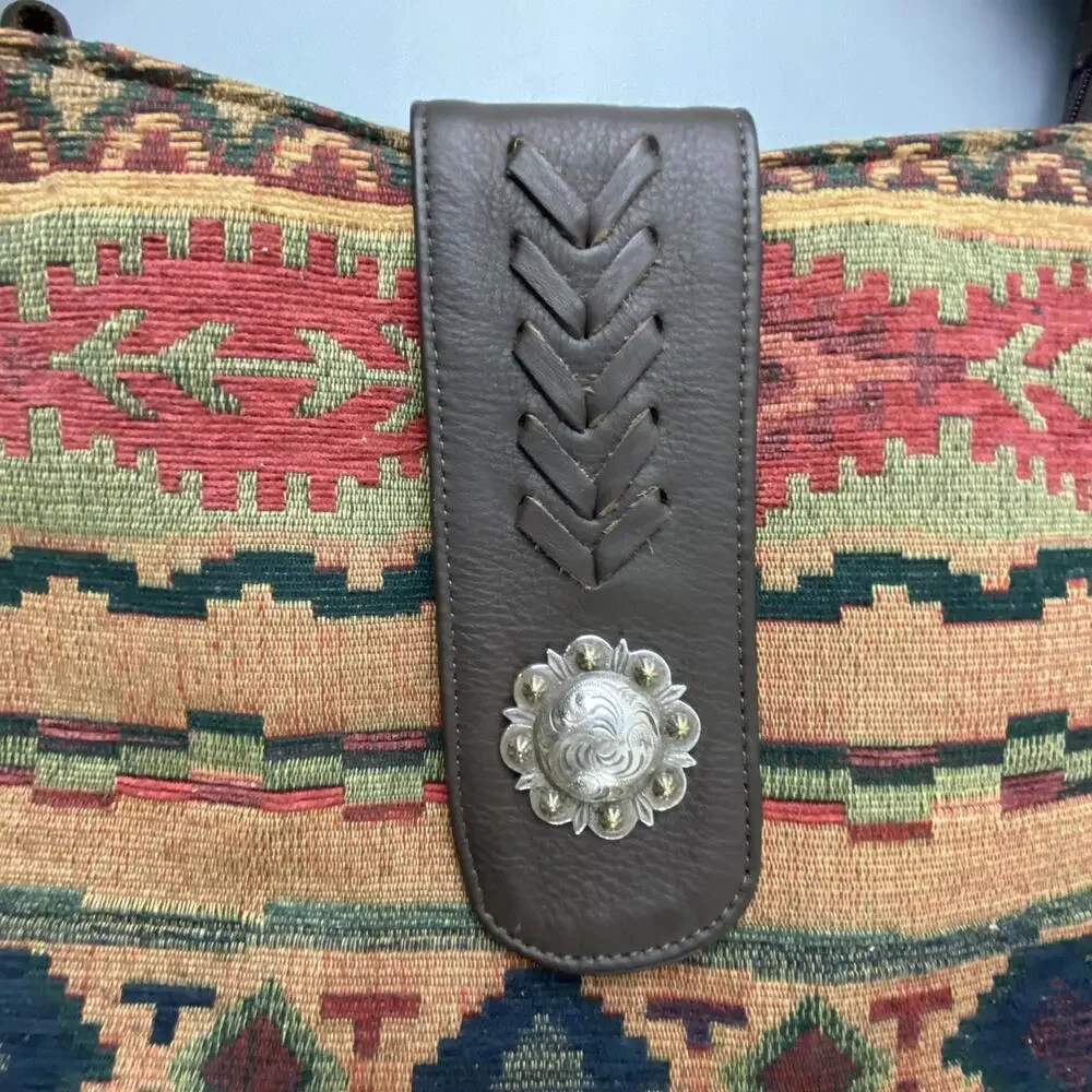 American West Santa Fe Tapestry Multi-Color SW Leather Handbag Bag